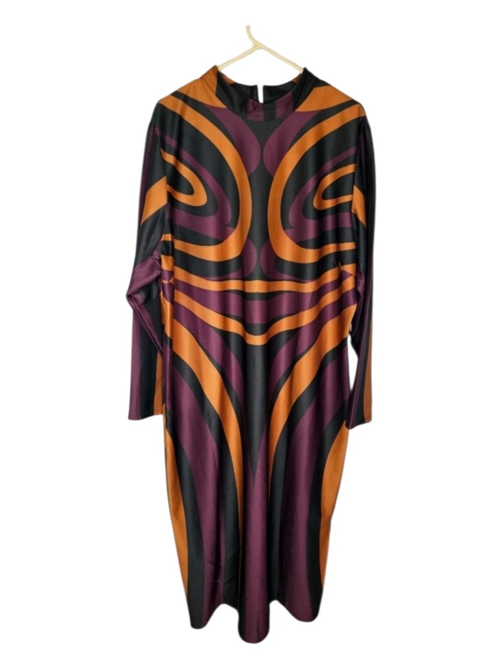 NWT Ashley Stewart Orange Purple Abstract Swirl Long Sleeve Maxi Dress Sz 26/28
